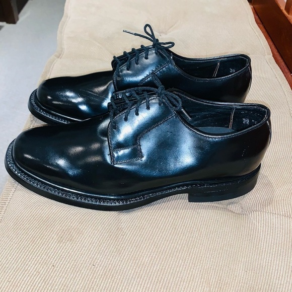 Diamanté Black Leather Derby Shoes. - Picture 2 of 15